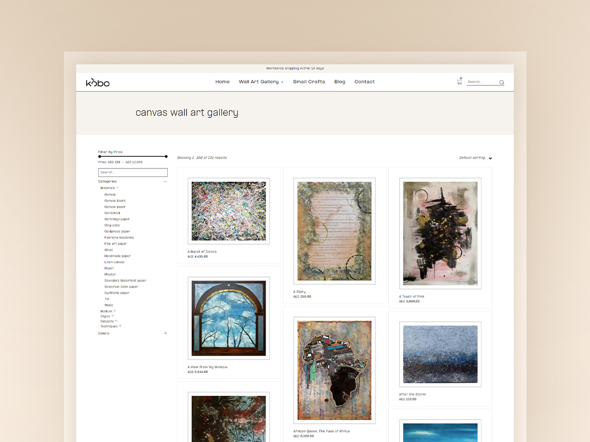 Arts and Paintings Ecommerce Website image2